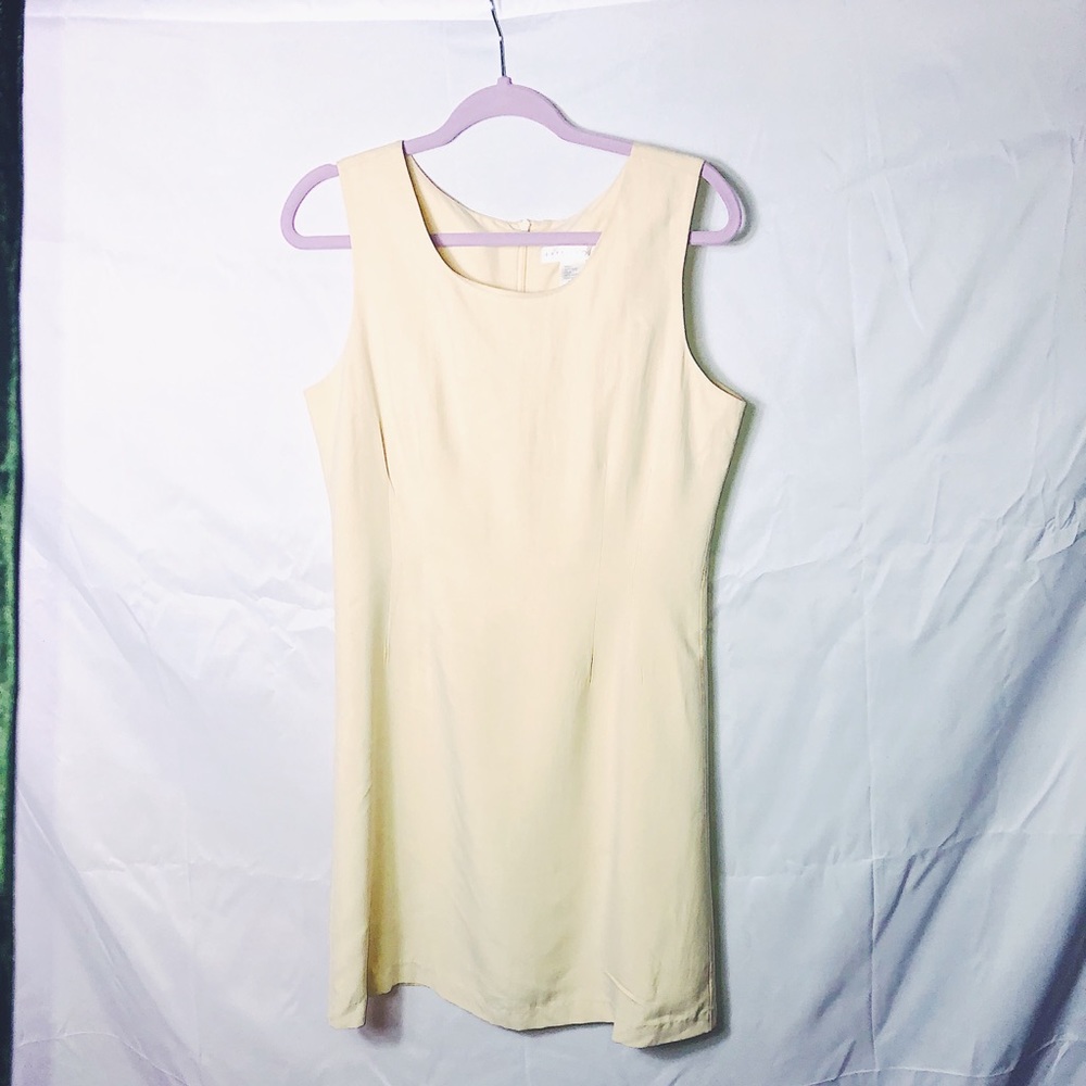 100% silk vintage express dress butter yellow.